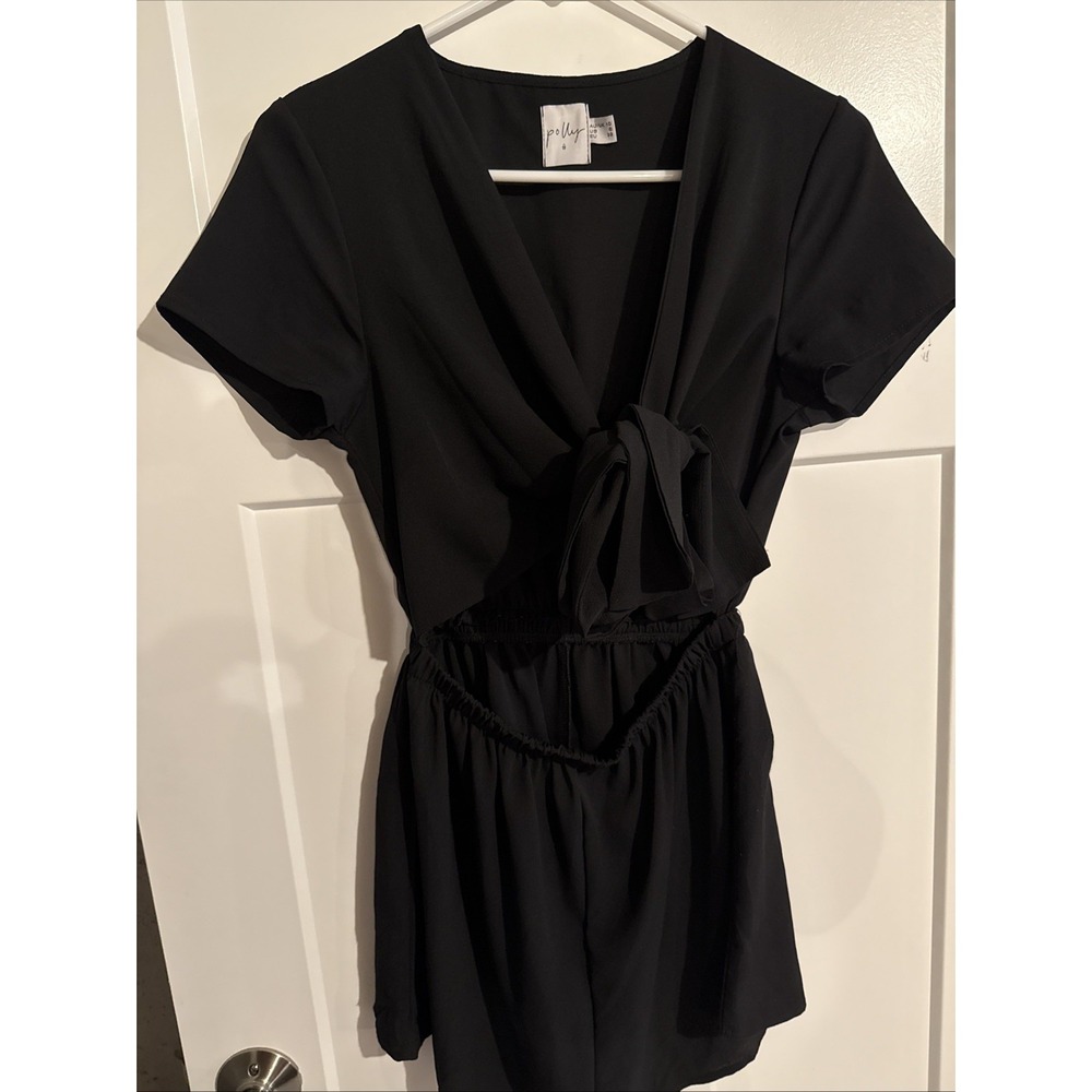 Princess Polly Romper Women's 6 Black Cut Out Front Tie Vacation Shorts Ladies
